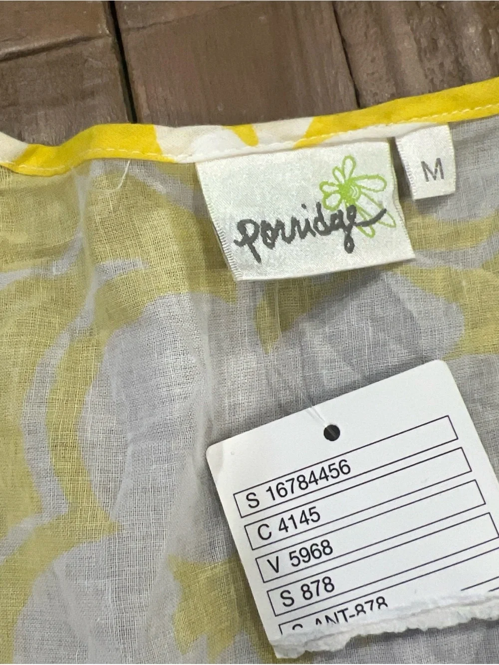 Anthropologie Porridge Open Tie Front Beach Cover Medium Yellow White Poppy Boho